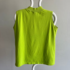 1980/90s Chartreuse Green Cotton Mock Neck Tank