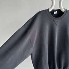 1990s Larger Medium Weight Blank Black Single V Sweatshirt by Russell