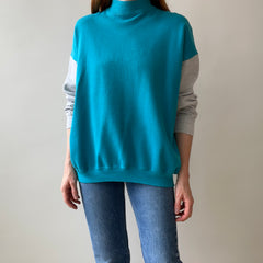 1980s Color Block Mock Neck Sweatshirt