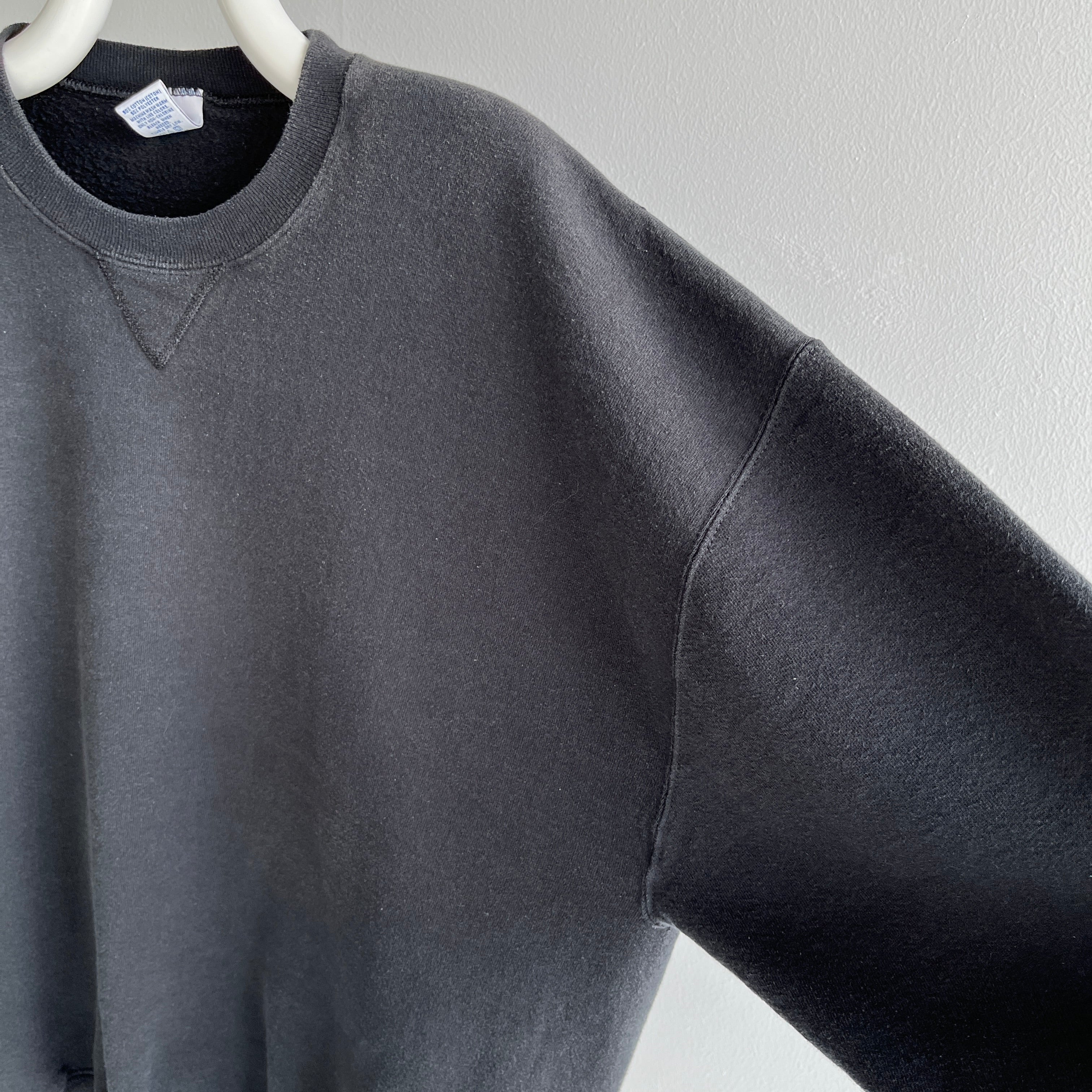 1990s Larger Medium Weight Blank Black Single V Sweatshirt by Russell
