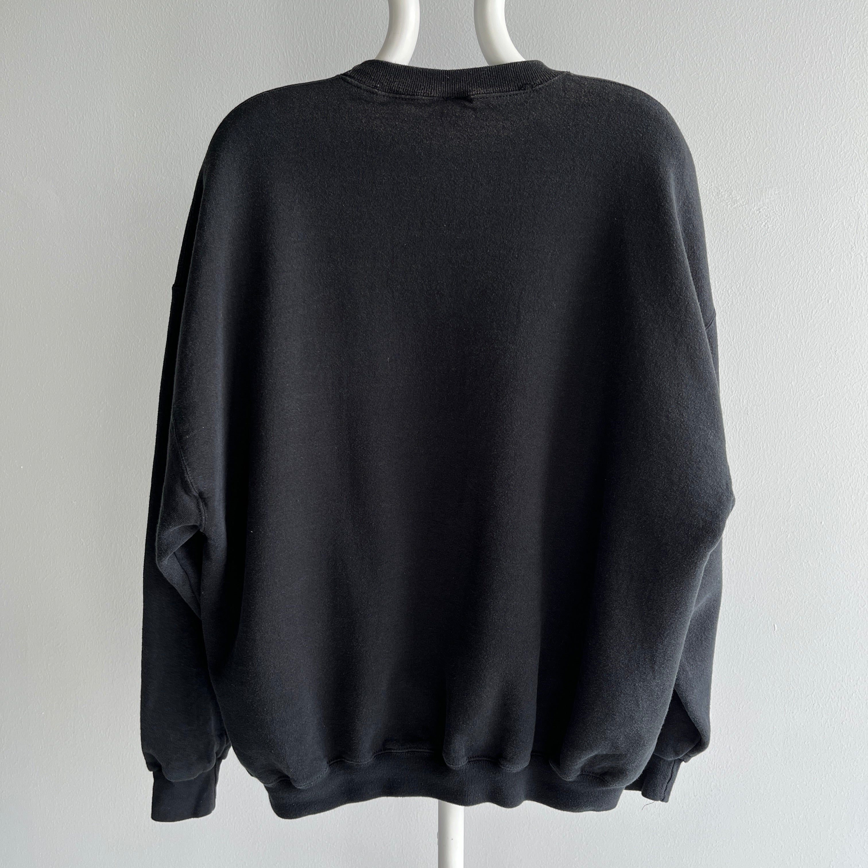 1990s Larger Medium Weight Blank Black Single V Sweatshirt by Russell