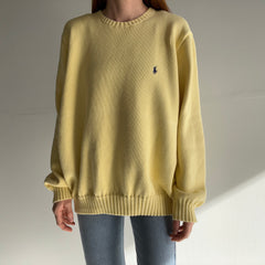 1990s Pale Yellow Soft Cotton Ralph Lauren Sweater