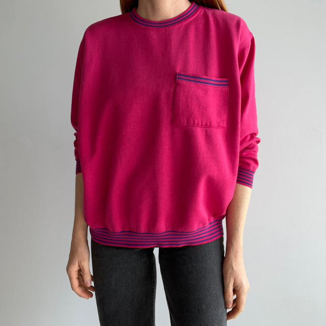 1980s Hot Pink Pocket Sweatshirt - She's a Special One