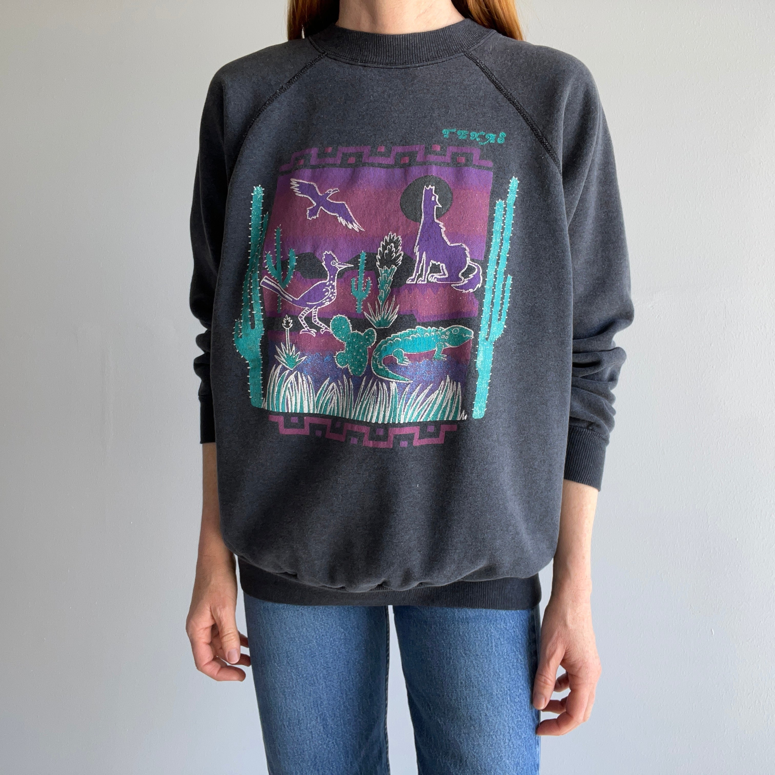 1980s Texas Sweatshirt - There's a Roadrunner In The Mix!