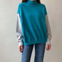 1980s Color Block Mock Neck Sweatshirt