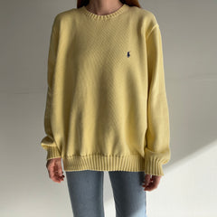 1990s Pale Yellow Soft Cotton Ralph Lauren Sweater