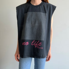 1980s No Life, No Pressure Cut Sleeve Tank Top