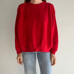 1980s Super Soft and Slouchy - Thinned Out - Wide, But Short - Blank Red Sweatshirt