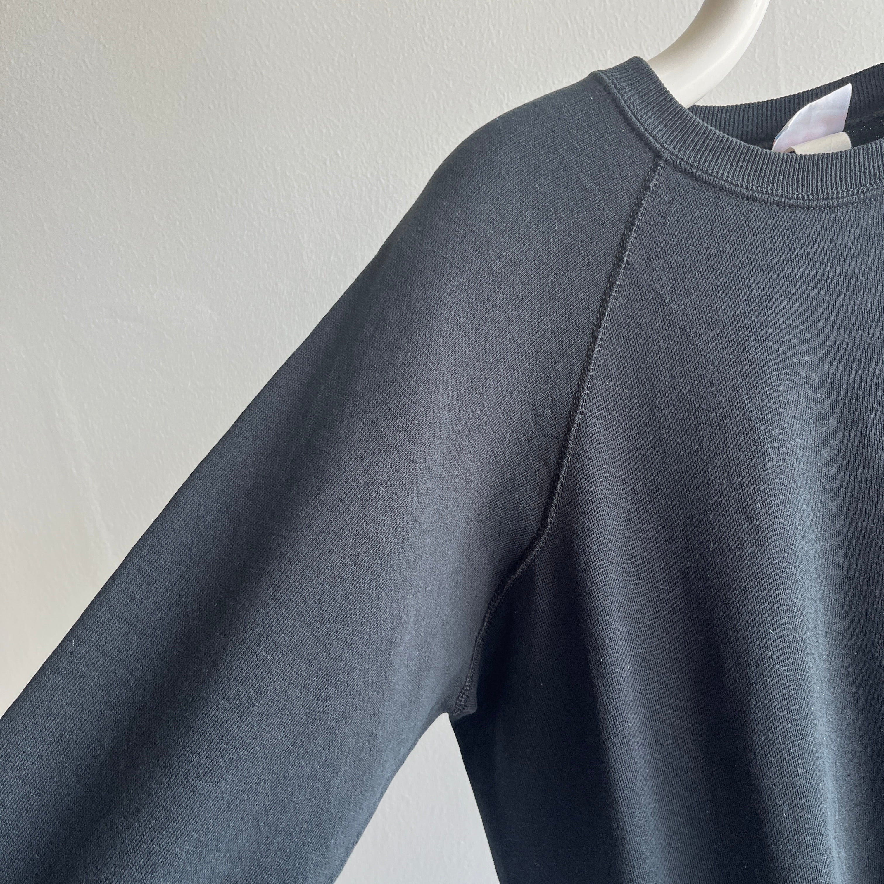 1980s Wrangler Blank Black Longer Cut Raglan Sweatshirt/Mini Dress