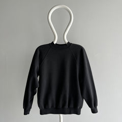 1990s Faded Blank Black Raglan Sweatshirt by Hanes