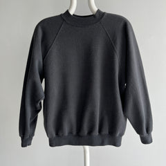 1990s Faded Blank Black Raglan Sweatshirt by Hanes