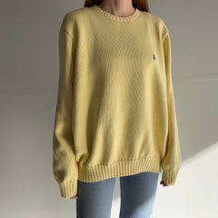 1990s Pale Yellow Soft Cotton Ralph Lauren Sweater