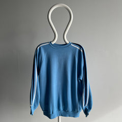 1970/80s Sleeve Stripe Sweatshirt in a Periwinkle-ish Blue