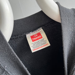 1990s Faded Blank Black Raglan Sweatshirt by Hanes