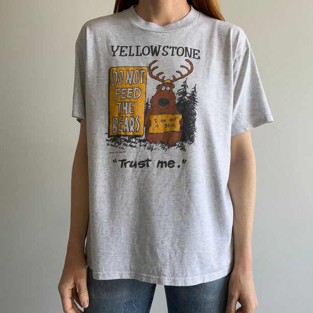 1980s "Do Not Feed The Bears" Yellowstone Thinned Out T-Shirt - YES