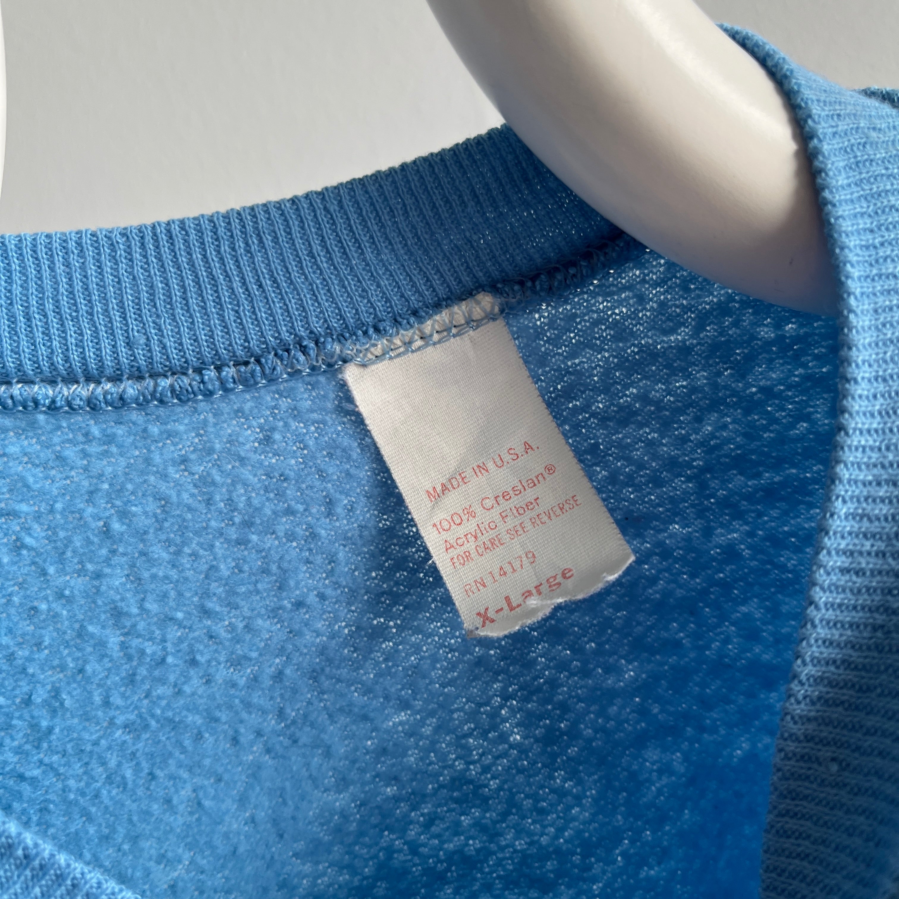 1970/80s Sleeve Stripe Sweatshirt in a Periwinkle-ish Blue