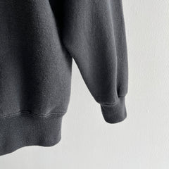 1990s Faded Blank Black Raglan Sweatshirt by Hanes