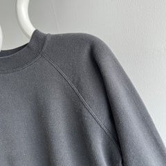 1990s Faded Blank Black Raglan Sweatshirt by Hanes