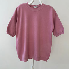 1980s Blank Mauve/Dusty Rose Short Sleeve Sweatshirt