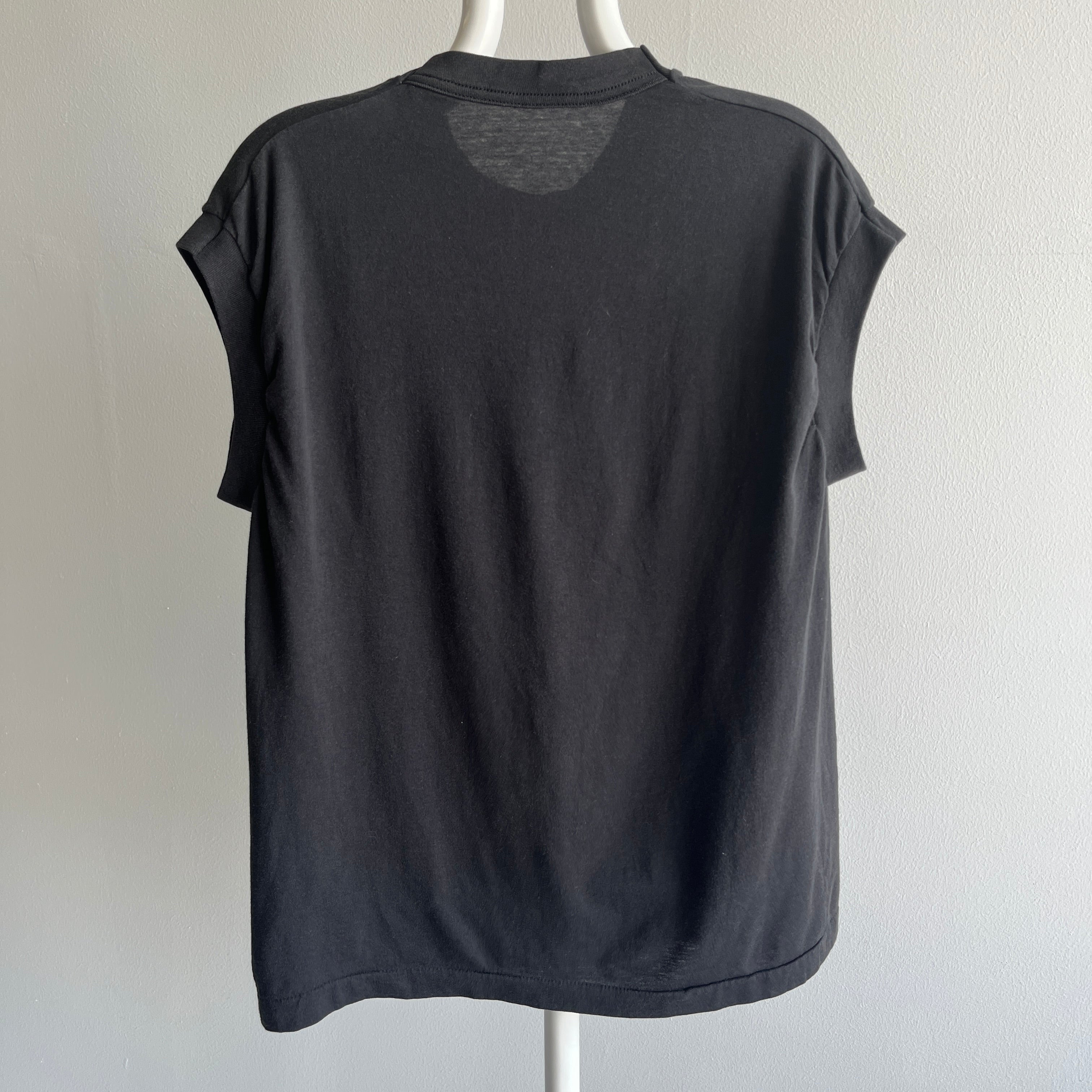 1980s Blank Black Muscle Tank Tank Top