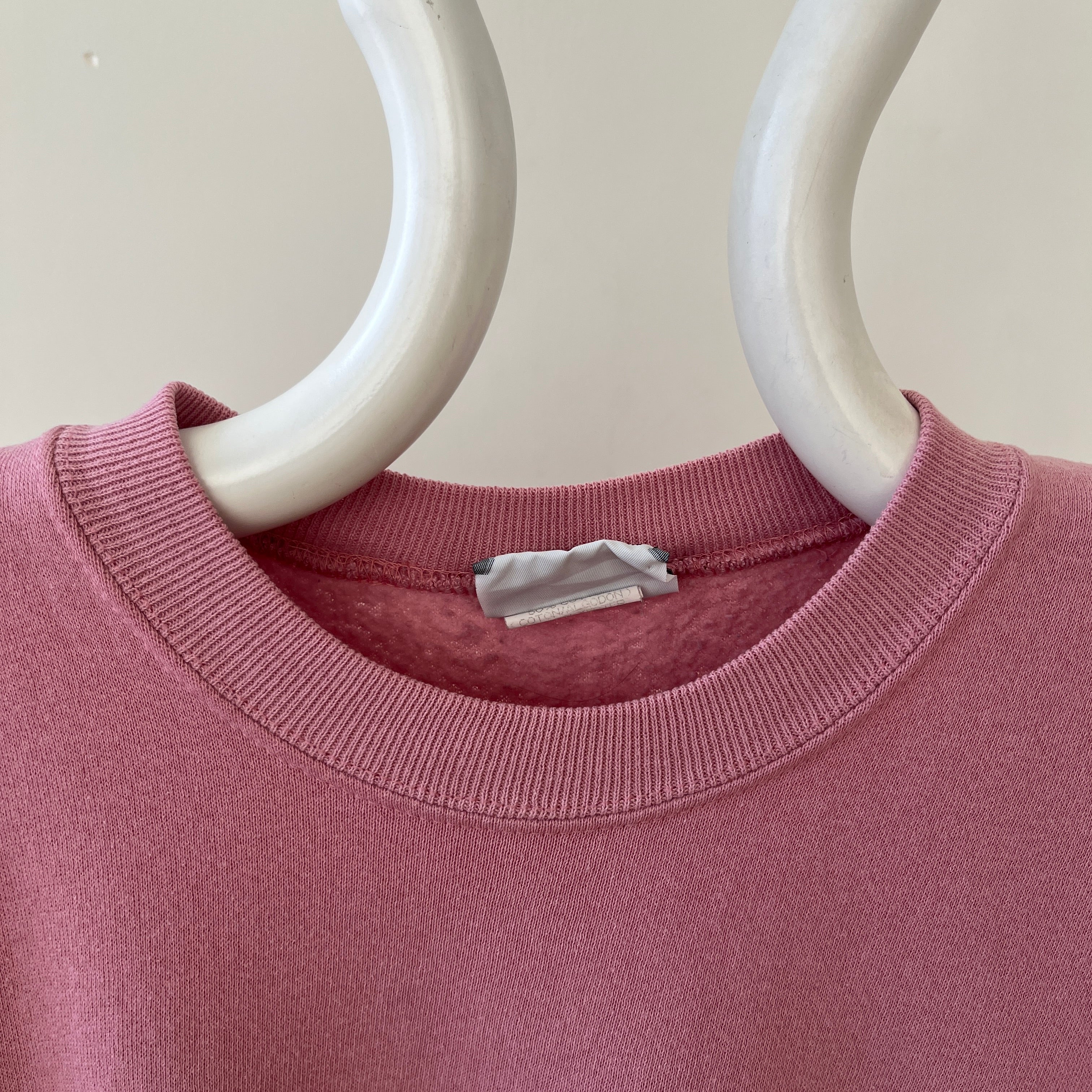 1980s Blank Mauve/Dusty Rose Short Sleeve Sweatshirt