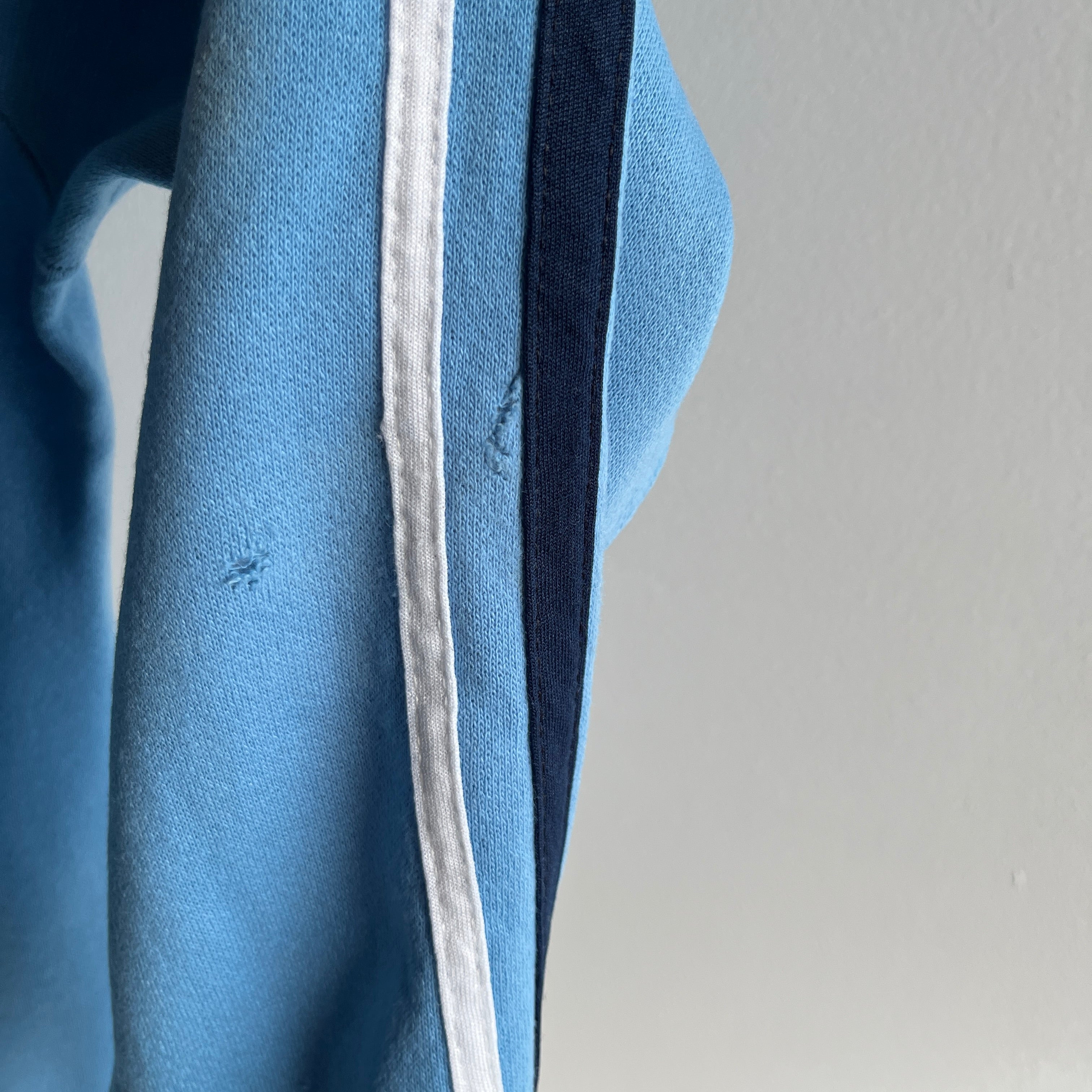 1970/80s Sleeve Stripe Sweatshirt in a Periwinkle-ish Blue