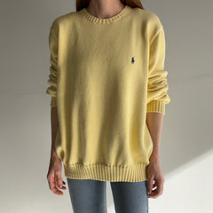 1990s Pale Yellow Soft Cotton Ralph Lauren Sweater