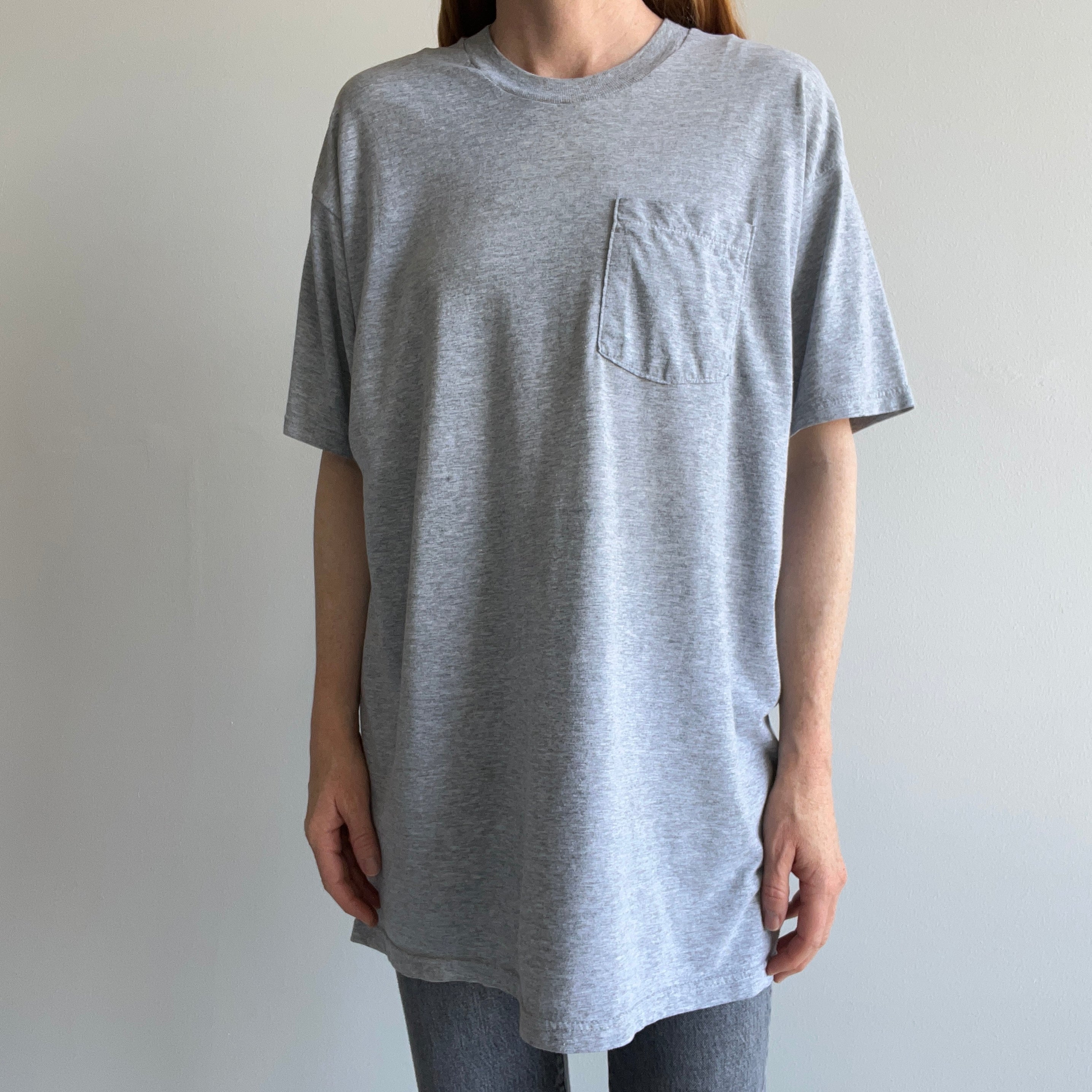 1980s FOTL Blank Gray Selvedge Pocket T-Shirt