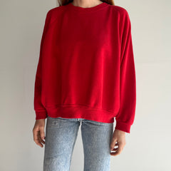 1980s Super Soft and Slouchy - Thinned Out - Wide, But Short - Blank Red Sweatshirt