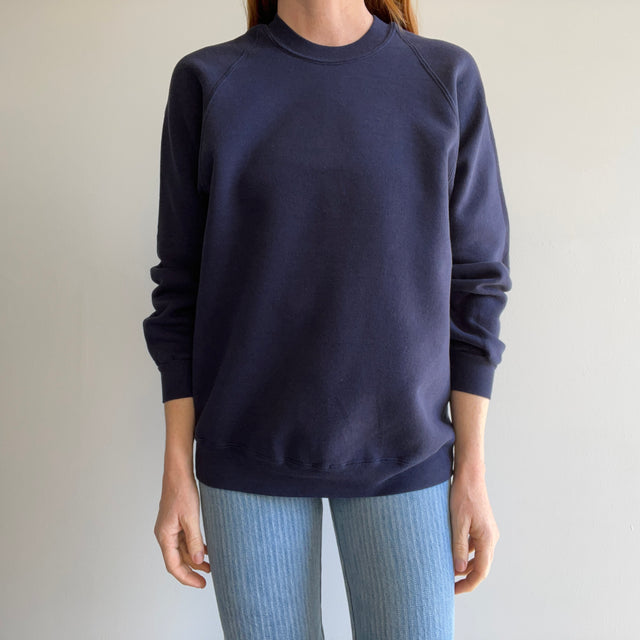 1980s Blank Navy Raglan by Russell - It's a "Super Weights"