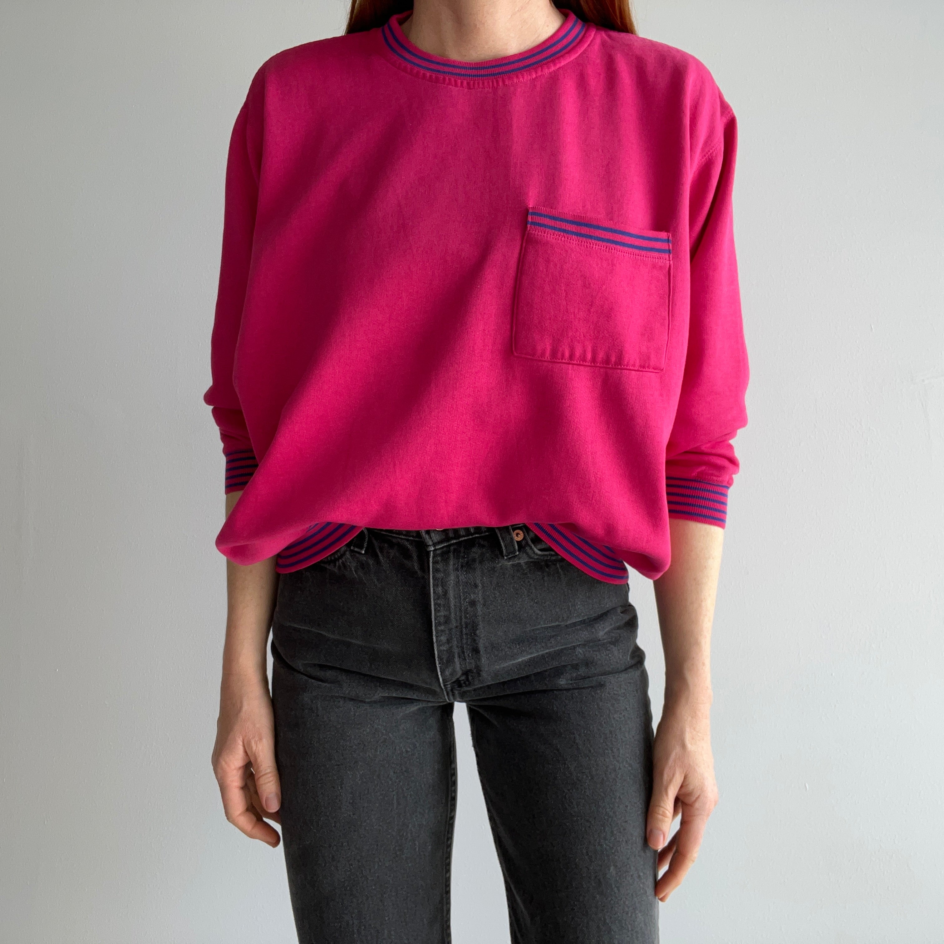 1980s Hot Pink Pocket Sweatshirt - She's a Special One