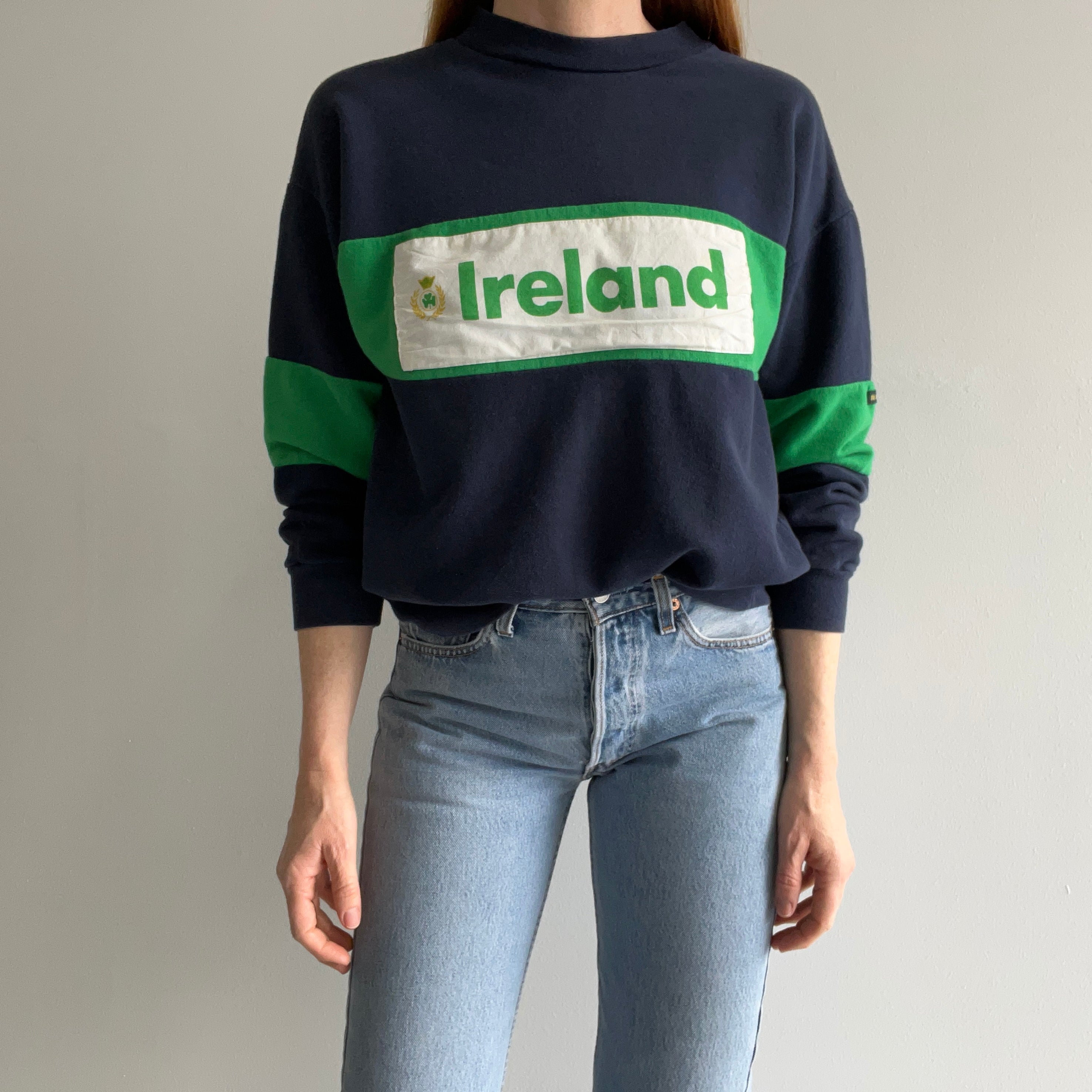 1980s Made In Ireland, Ireland Color Block Sweatshirt