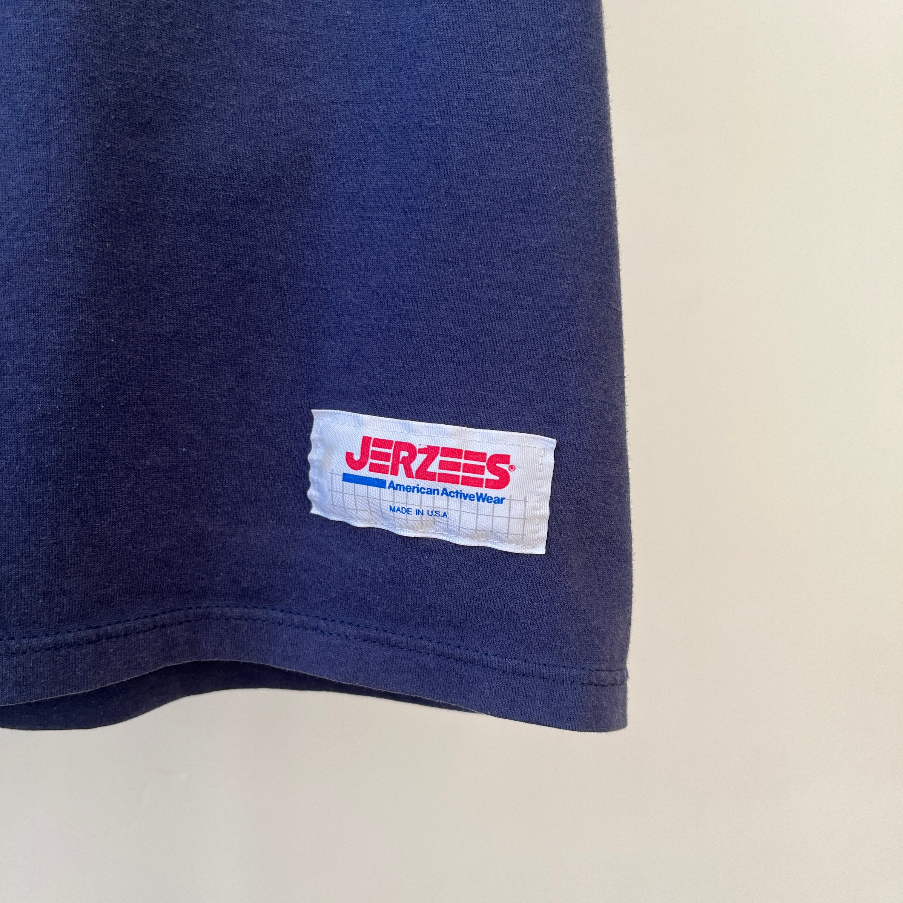 1990s Blank Navy Blue Pocket T Shirt
