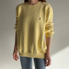 1990s Pale Yellow Soft Cotton Ralph Lauren Sweater