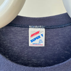 1990s Blank Navy Blue Pocket T Shirt