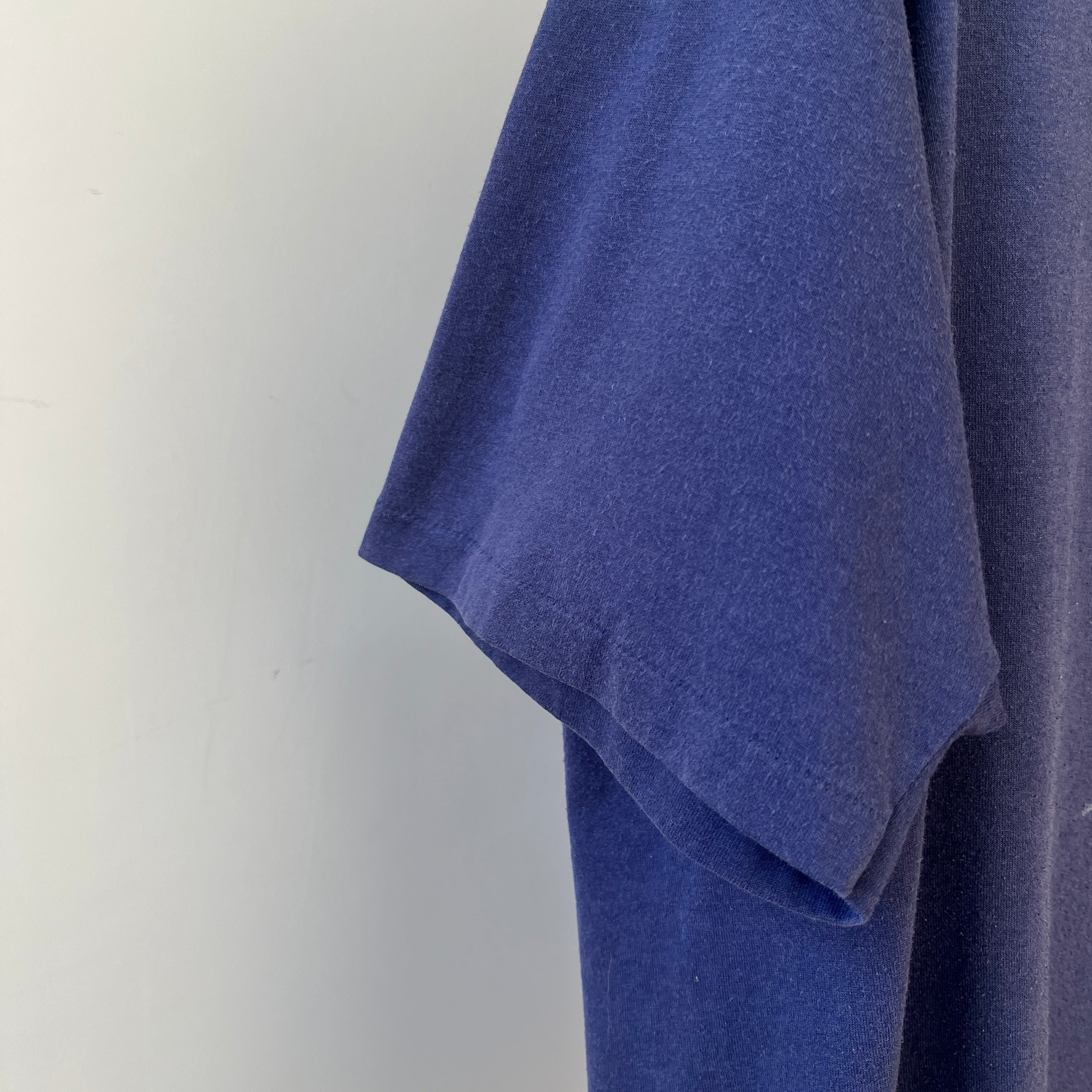 1990s Blank Navy Blue Pocket T Shirt