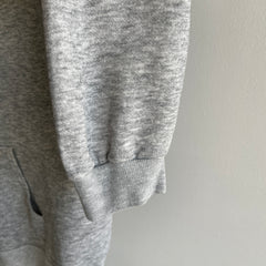 1970s Blank Gray Zip Up Hoodie with Great Sleeves