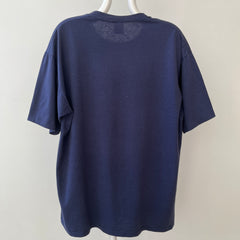 1990s Blank Navy Blue Pocket T Shirt