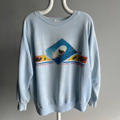 1985/6 Super Thinned Out and Stained Surfing Front and Back Sweatshirt