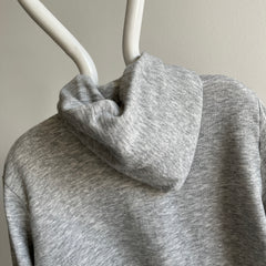 1970s Blank Gray Zip Up Hoodie with Great Sleeves