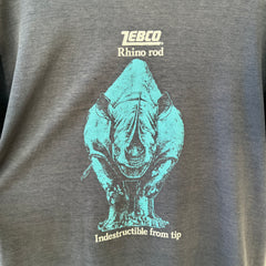 1980s Navy Blue Zebco Rhino Rod T Shirt - The Backside!
