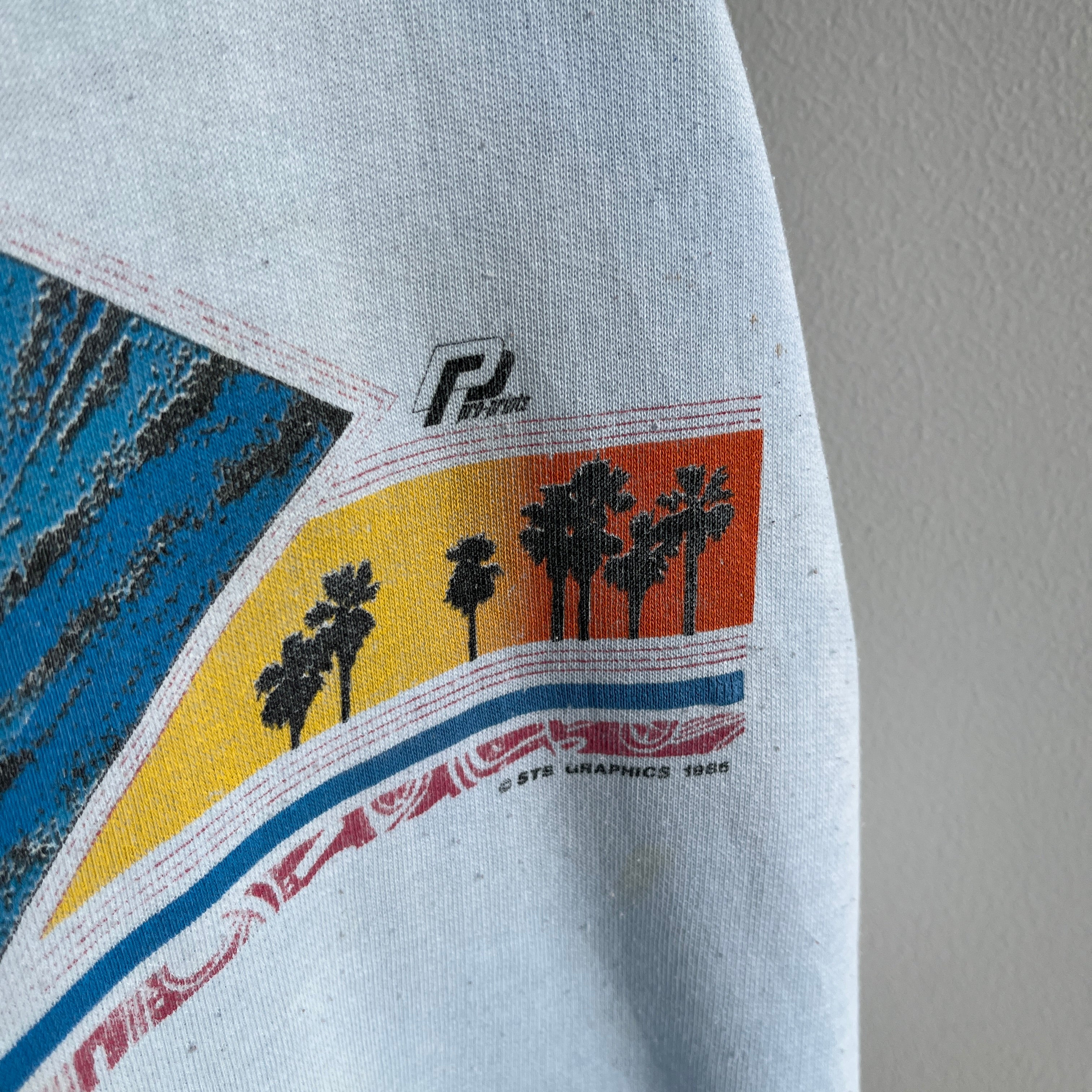 1985/6 Super Thinned Out and Stained Surfing Front and Back Sweatshirt