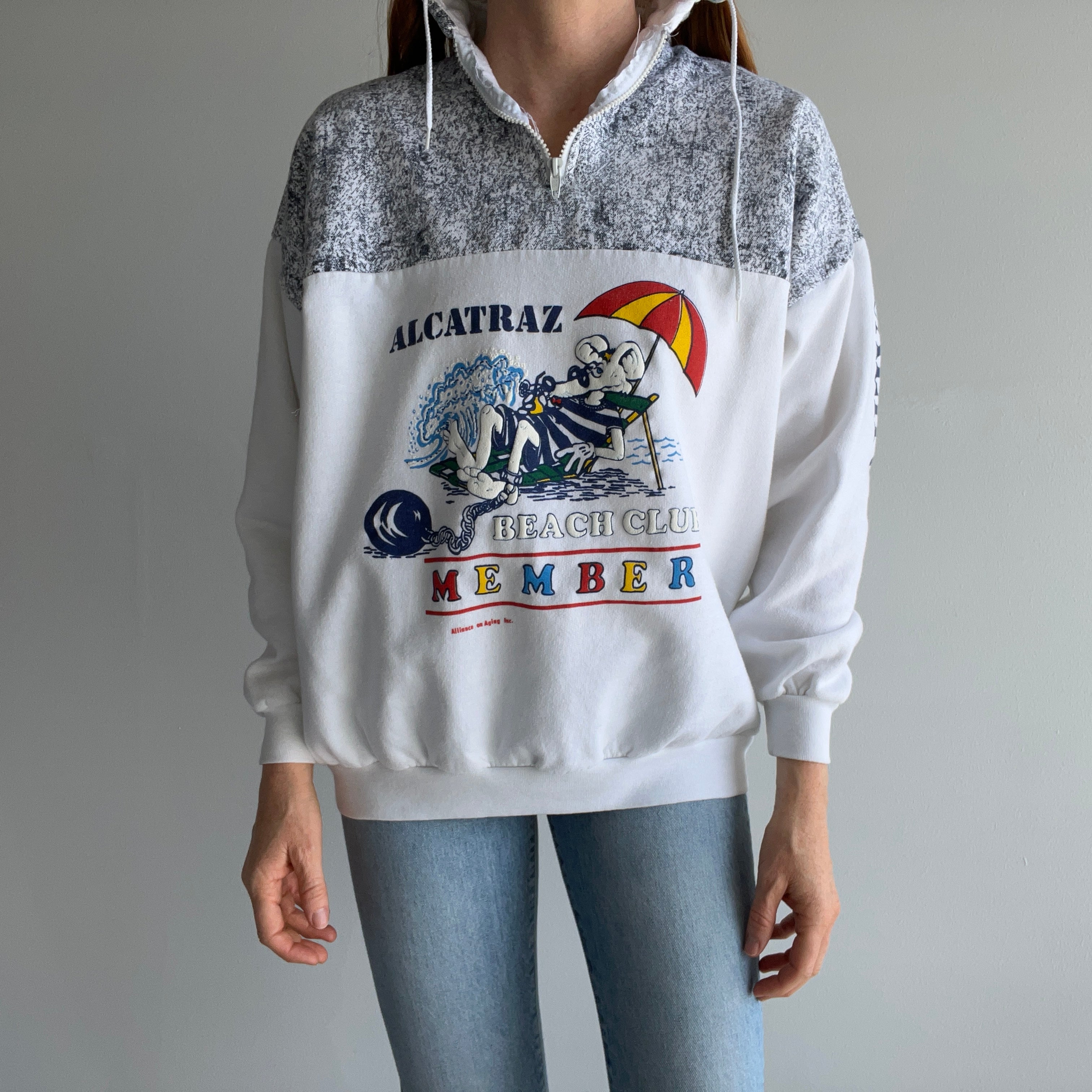 1980s Alcatraz Member, California 1/4 Zip Tourist Sweatshirt