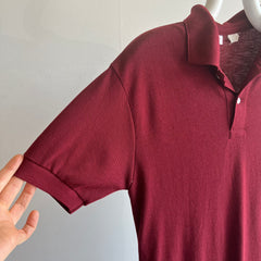 1980s Extra Long Burgundy Polo Shirt