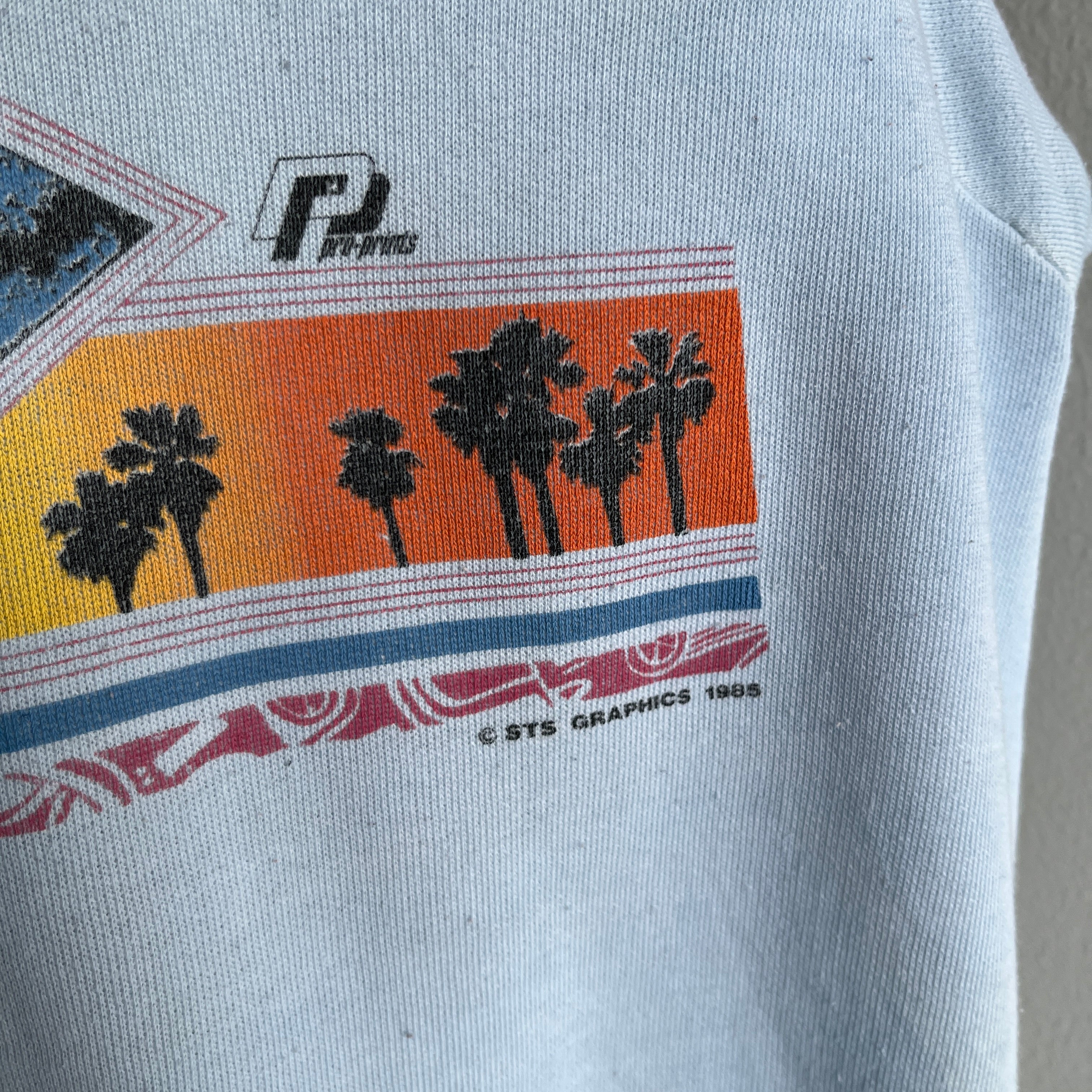 1985/6 Super Thinned Out and Stained Surfing Front and Back Sweatshirt