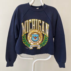 1980s/90s Michigan Wolverines DIY Cropped Raglan Sweatshirt