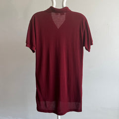 1980s Extra Long Burgundy Polo Shirt