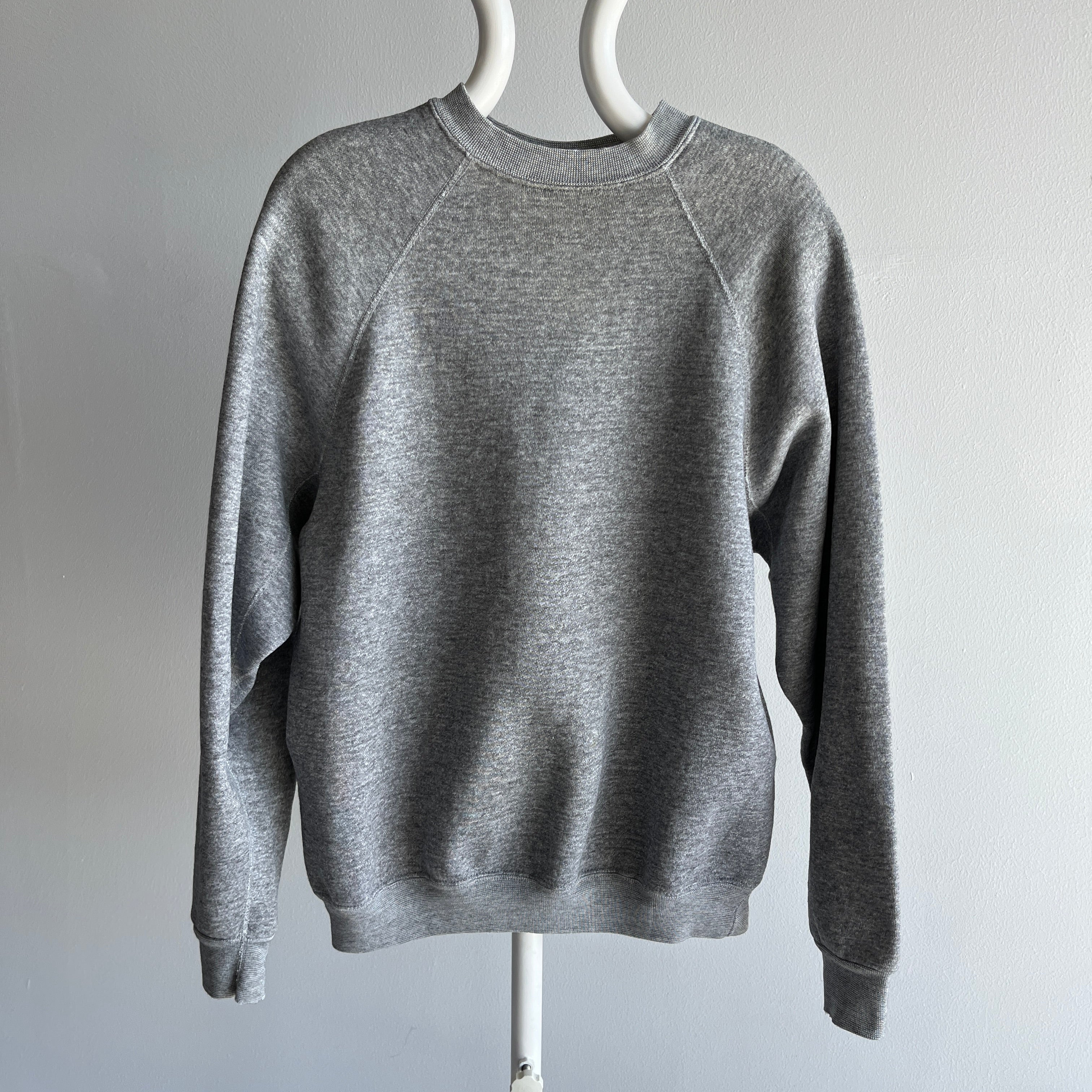 1980s Heavyweight Underarm Gusset Blank Gray Sweatshirt - !!!!