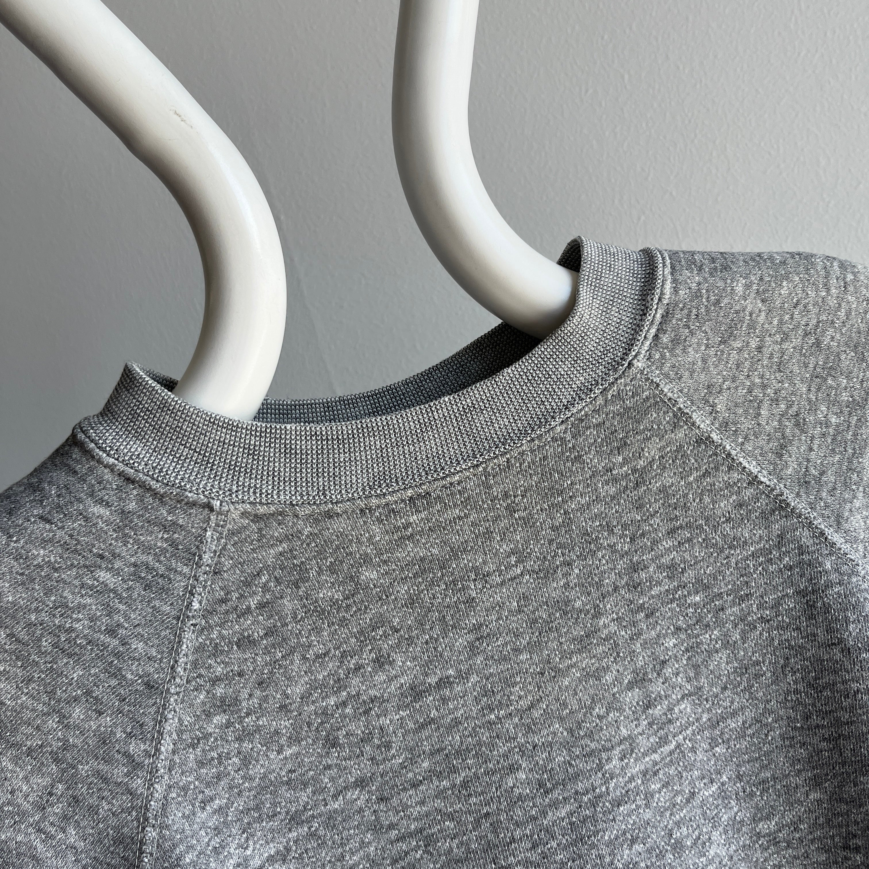 1980s Heavyweight Underarm Gusset Blank Gray Sweatshirt - !!!!