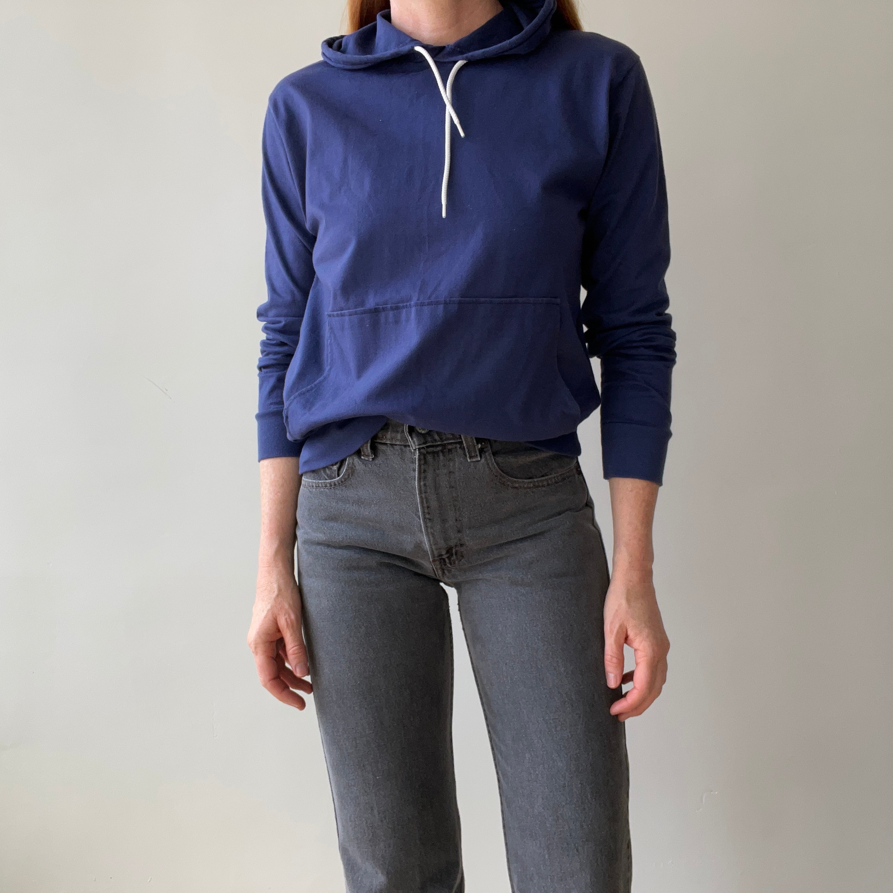 1970s/80s Navy Blue Hoodie - Lighter Weight but Structured